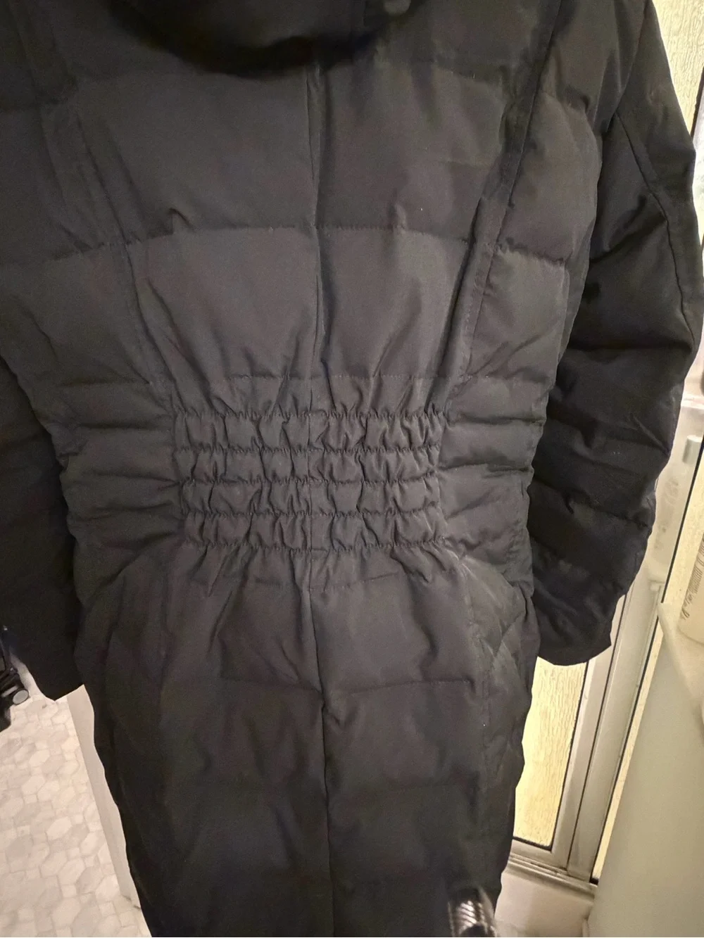 Michael Kors Black Quilted Long Puffer Coat with Fur-Trim Hood size 1X NWT